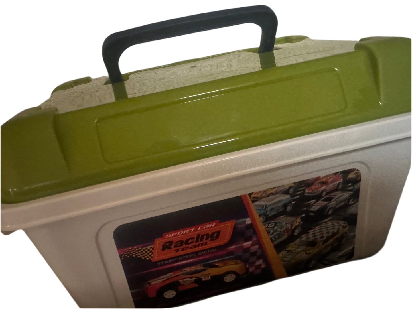 Pull back metal cars in a box