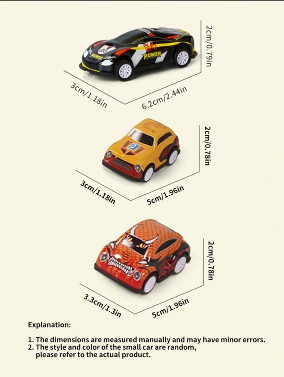 Pull back metal cars in a box